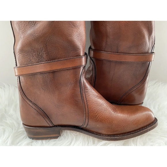 FRYE Dorado Tall Cognac Brown Leather Harness Buckle Riding Knee Boots Shoes 6 - Picture 14 of 16